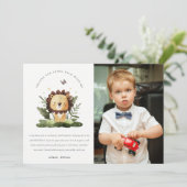 Wild tropisch Oerwoud Dierenleeuw Geboortedag Foto Bedankkaart (Staand voorkant)