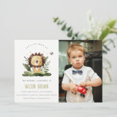 Wild tropisch Oerwoud Dierenleeuw Geboortedag Foto Kaart (Staand voorkant)