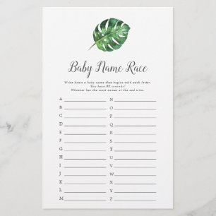 Wild Tropisch Palm Baby Shower Baby Naam Race Spel