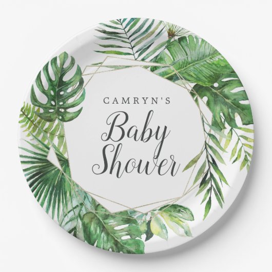 Wild tropisch palm Baby shower Bord (Voorkant)