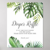 Wild Tropisch Palm Baby shower Diaper Raffle Poster (Voorkant)