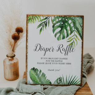 Wild Tropisch Palm Baby shower Diaper Raffle Poster