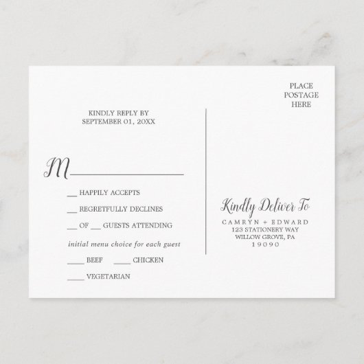 Wild Tropisch Palm Menu Keuze RSVP-Briefkaart (Achterkant)