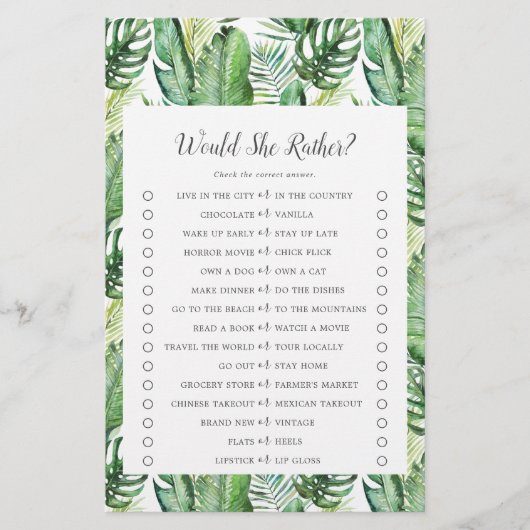 Wild Tropisch Palm Zou Ze Liever Spel Flyer (Voorkant)