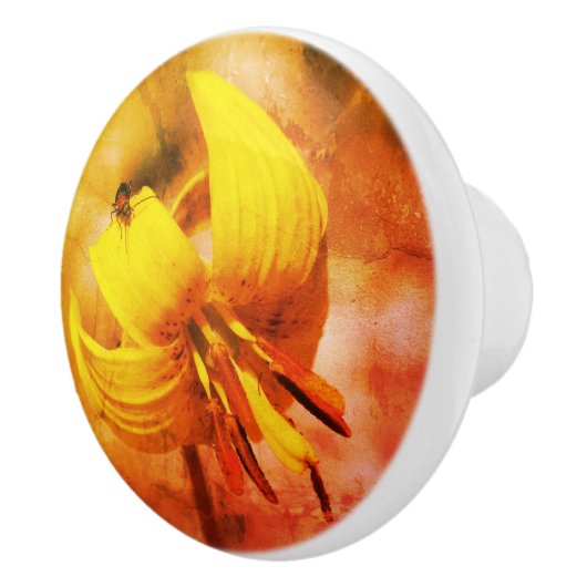 Wild Trout Lily Flower and Insect Friend Keramische Knop (Rechts)