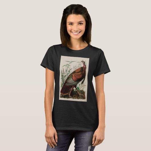 Wild Turkey Birds of America Audubon Print T-Shirt (Voorkant volledig)