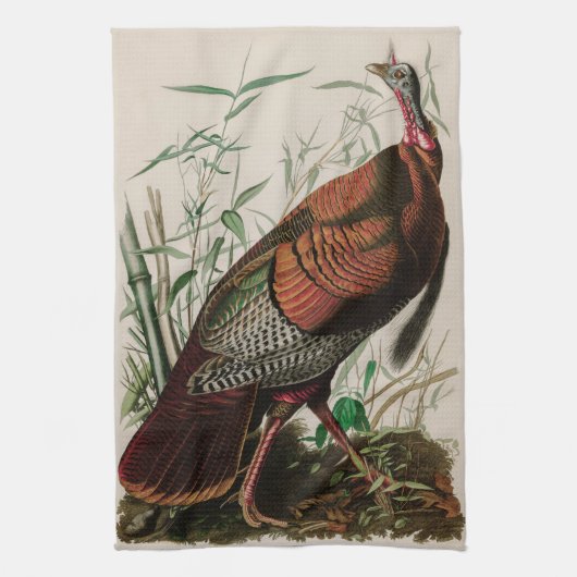 Wild Turkey Birds of America Audubon Print Theedoek (Verticaal)