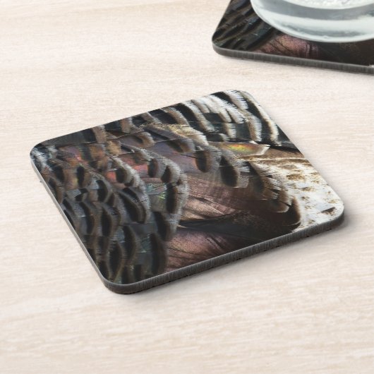 Wild Turkey Feathers I Abstract Natuur Design Bier Onderzetter (Linkerzijde)