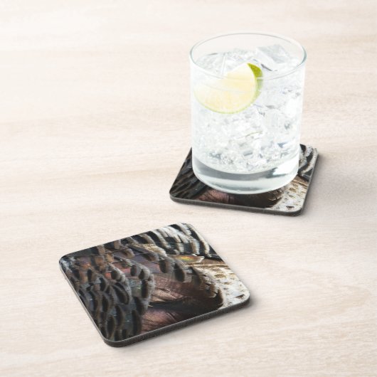 Wild Turkey Feathers I Abstract Natuur Design Bier Onderzetter (Rechterzijde)