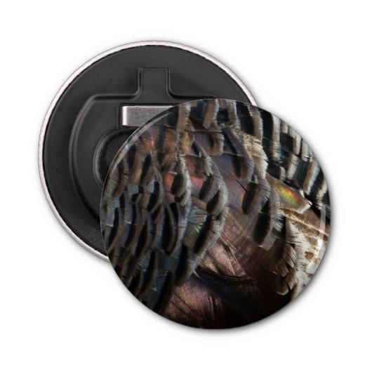 Wild Turkey Feathers I Abstract Natuur Design Button Flesopener (Voorkant)