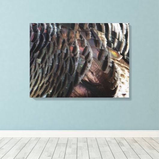 Wild Turkey Feathers I Abstract Natuur Design Canvas Afdruk (Insitu (Houten vloer))