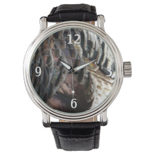 Wild Turkey Feathers I Abstract Natuur Design Horloge
