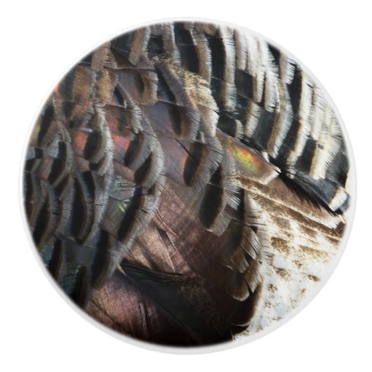 Wild Turkey Feathers I Abstract Natuur Design Keramische Knop (Voorkant)