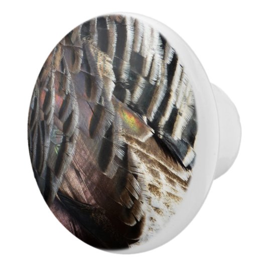 Wild Turkey Feathers I Abstract Natuur Design Keramische Knop (Rechts)