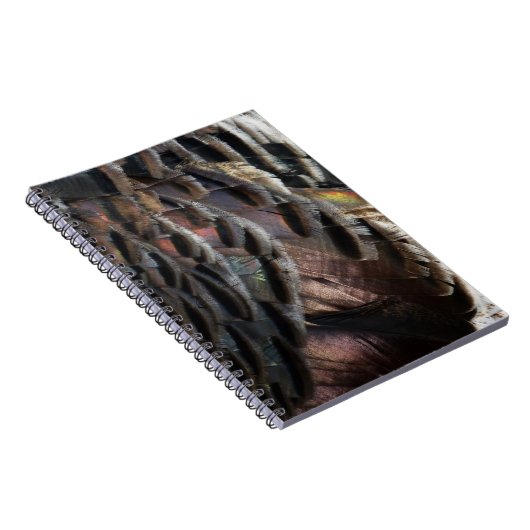 Wild Turkey Feathers I Abstract Natuur Design Notitieboek (Rechterzijde)