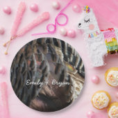 Wild Turkey Feathers I Abstract Natuur Design Papieren Bordje (Feest)