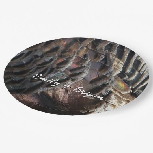 Wild Turkey Feathers I Abstract Natuur Design Papieren Bordje (Gekanteld)