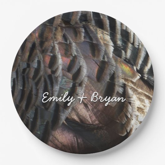 Wild Turkey Feathers I Abstract Natuur Design Papieren Bordje (Voorkant)