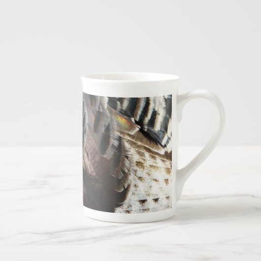 Wild Turkey Feathers I Abstract Natuur Design Porselein Kop (Rechts)