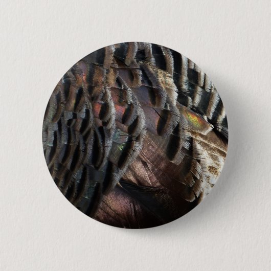 Wild Turkey Feathers I Abstract Natuur Design Ronde Button 5,7 Cm (Voorkant)