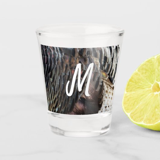 Wild Turkey Feathers I Abstract Natuur Design Shot Glas (Voorkant)