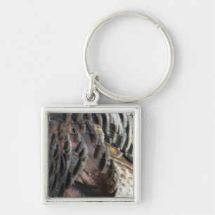Wild Turkey Feathers I Abstract Natuur Design Sleutelhanger