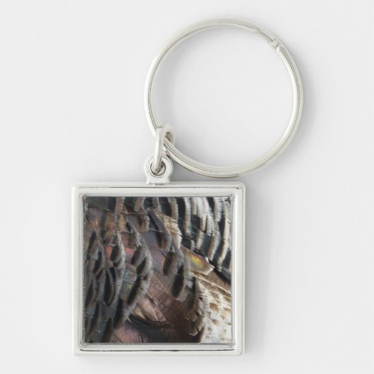 Wild Turkey Feathers I Abstract Natuur Design Sleutelhanger (Voorkant)