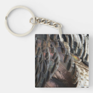 Wild Turkey Feathers I Abstract Natuur Design Sleutelhanger