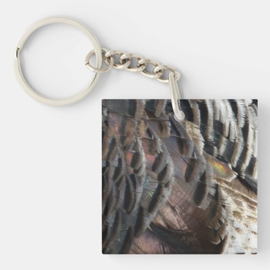 Wild Turkey Feathers I Abstract Natuur Design Sleutelhanger (Voorkant)