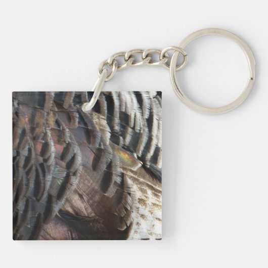 Wild Turkey Feathers I Abstract Natuur Design Sleutelhanger (Achterkant)