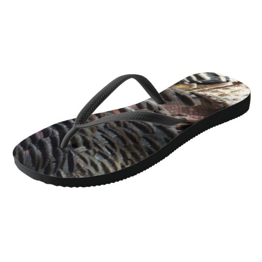 Wild Turkey Feathers I Abstract Natuur Design Teenslippers (Schuin)