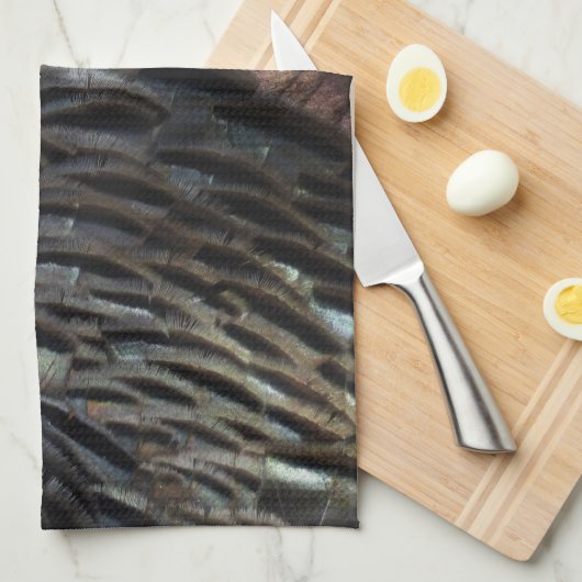 Wild Turkey Feathers I Abstract Natuur Design Theedoek (Quarter Fold)