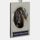 Wild Turkey Feathers I Abstract Natuur Design Verzilverd Banner Ornament (Rechts)