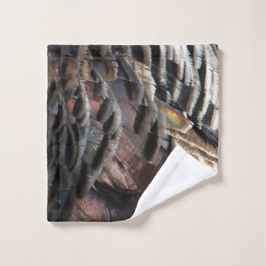 Wild Turkey Feathers I Abstract Natuur Design Washandje (Wasdoekje)