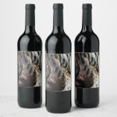 Wild Turkey Feathers I Abstract Natuur Design Wijn Etiket (Flessen)