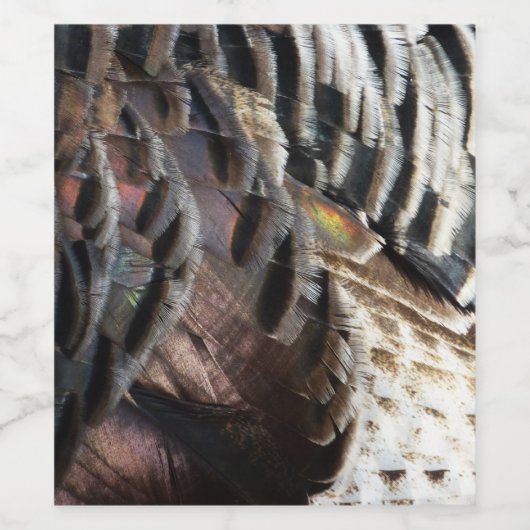 Wild Turkey Feathers I Abstract Natuur Design Wijn Etiket (Enkel label)