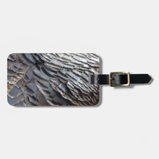 Wild Turkey Feathers II Abstract Natuur Design Bagagelabel (Voorkant horizontaal)