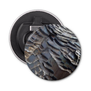 Wild Turkey Feathers II Abstract Natuur Design Button Flesopener