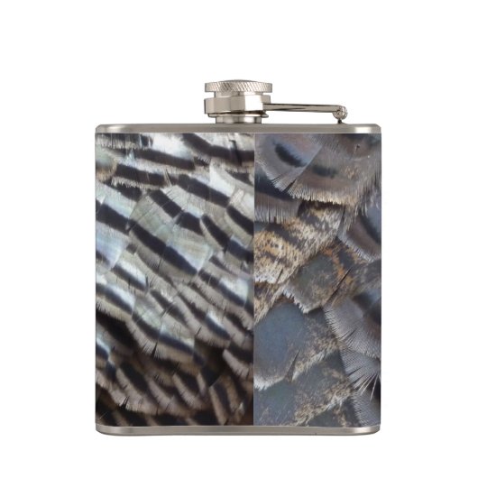 Wild Turkey Feathers II Abstract Natuur Design Heupfles (Achterkant)