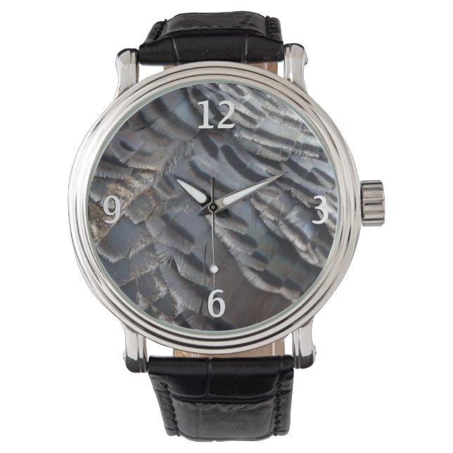 Wild Turkey Feathers II Abstract Natuur Design Horloge (Voorkant)
