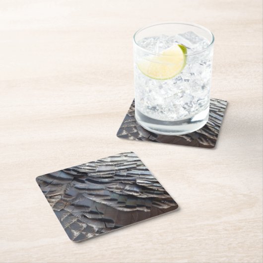 Wild Turkey Feathers II Abstract Natuur Design Kartonnen Onderzetters (Insitu)