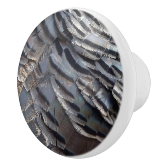 Wild Turkey Feathers II Abstract Natuur Design Keramische Knop (Rechts)