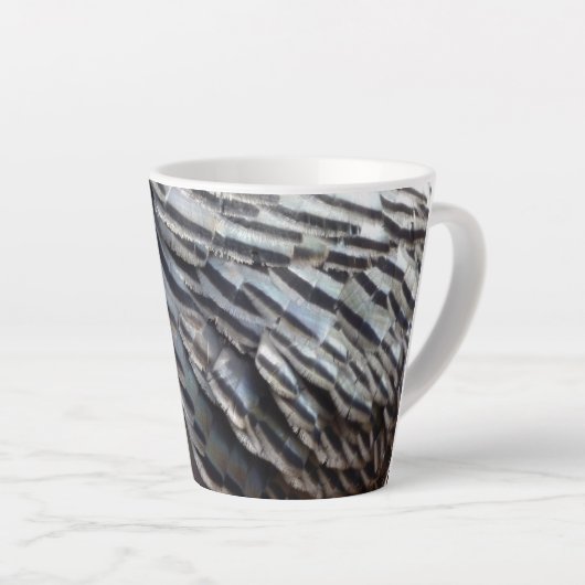 Wild Turkey Feathers II Abstract Natuur Design Latte Mok (Rechterhoek)