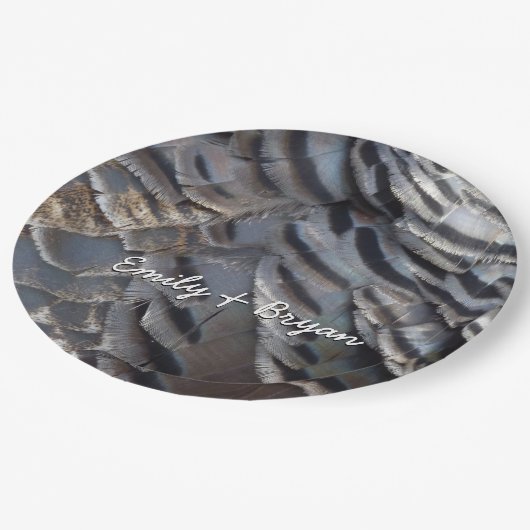 Wild Turkey Feathers II Abstract Natuur Design Papieren Bordje (Gekanteld)