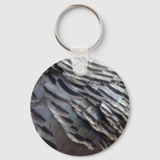 Wild Turkey Feathers II Abstract Natuur Design Sleutelhanger (Voorkant)