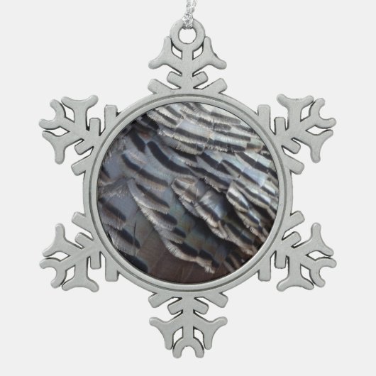 Wild Turkey Feathers II Abstract Natuur Design Tin Sneeuwvlok Ornament (Voorkant)
