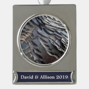 Wild Turkey Feathers II Abstract Natuur Design Verzilverd Banner Ornament