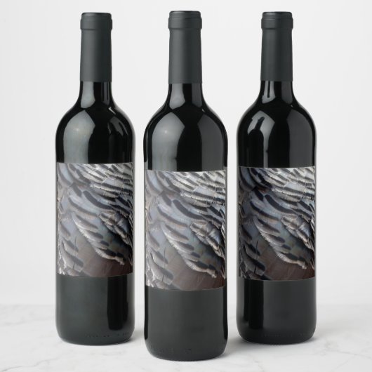 Wild Turkey Feathers II Abstract Natuur Design Wijn Etiket (Flessen)
