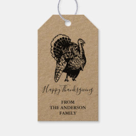Wild Turkey Happy Thanksgiving Kraft Cadeaulabel