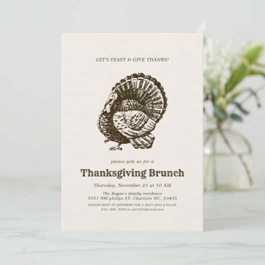 Wild Turkey Thanksgiving Brunch Kaart (Staand voorkant)